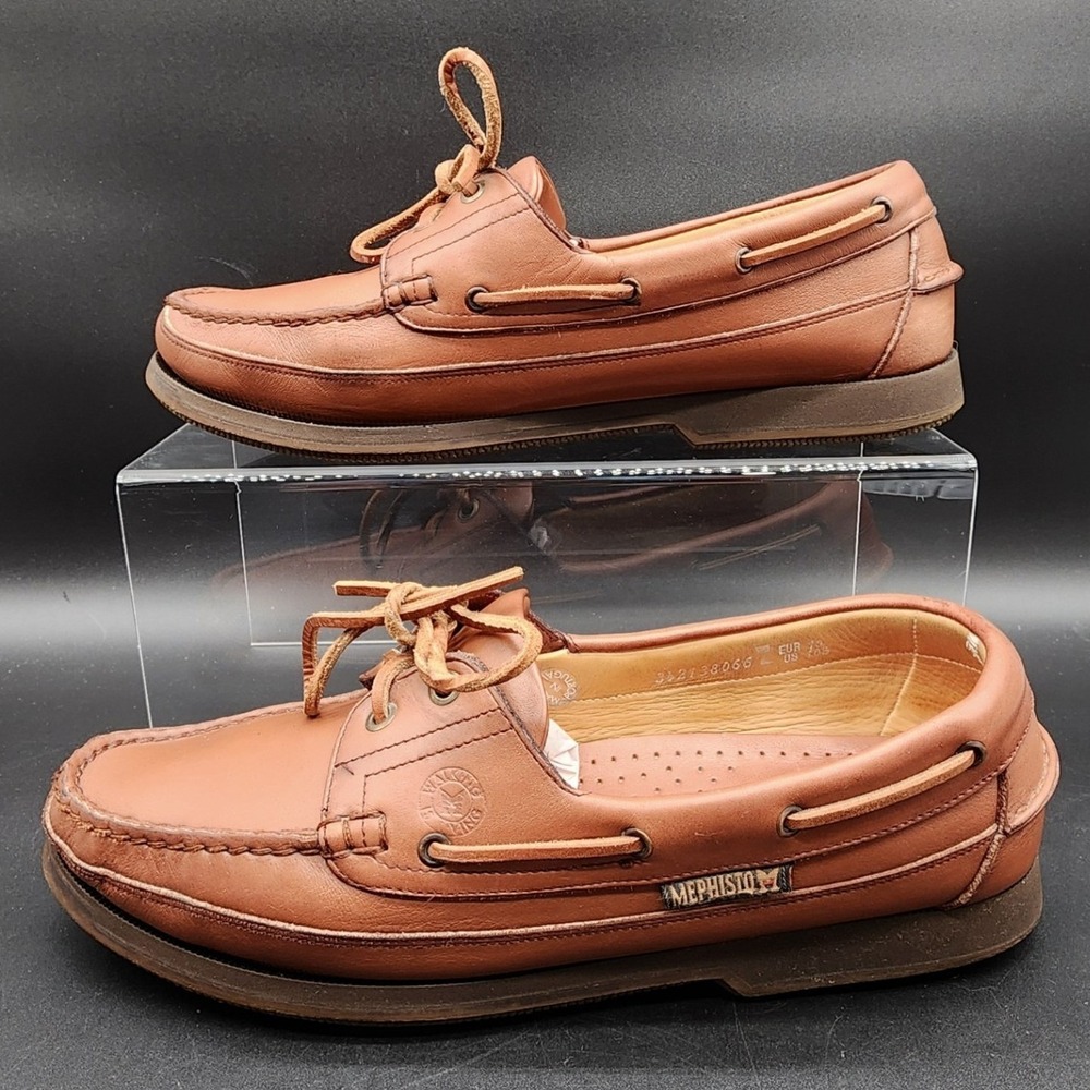 Mephisto 10.5 Brown Leather Boating Boat Shoes Loafers Preppy Nautical